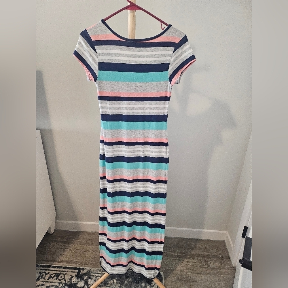 Striped Maxi Dress in Blue, Pink, and Gray - Picture 3 of 3